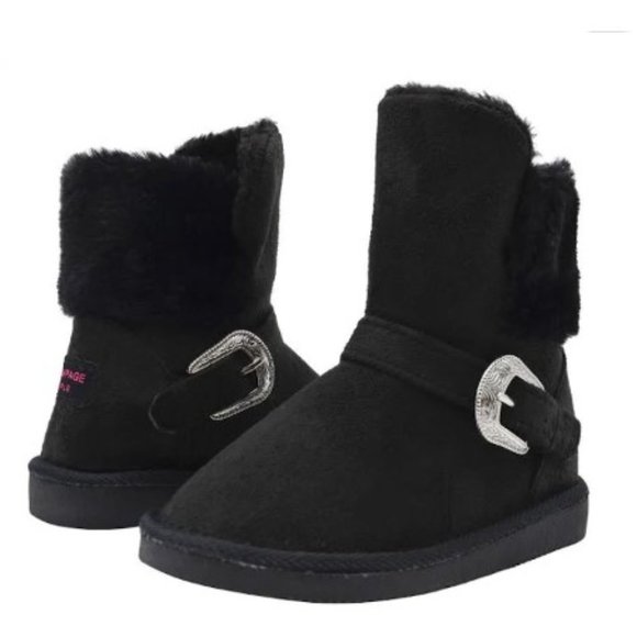 NEW! Rampage Girls' Big Kid Slip on Mid High Microsuede Winter Boots - Size 2 - Picture 1 of 3